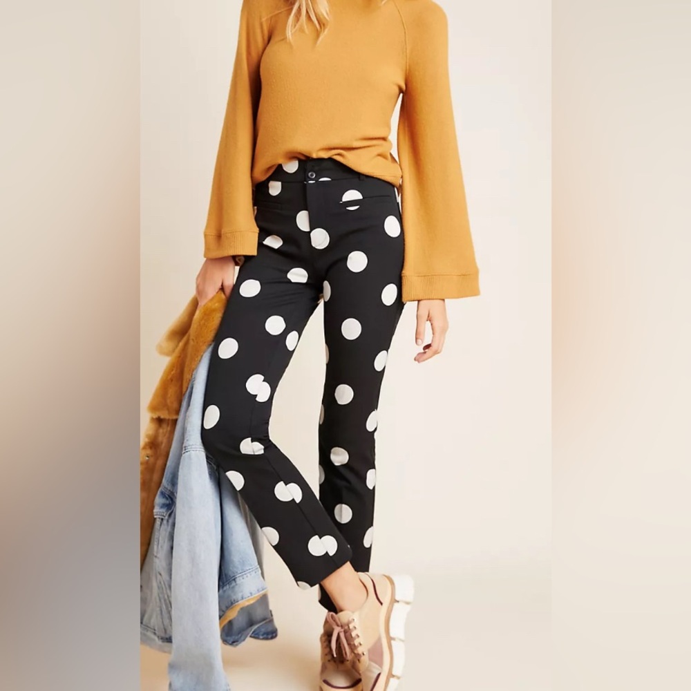Anthropologie the Essential polka dot kick flare pants. Size 2